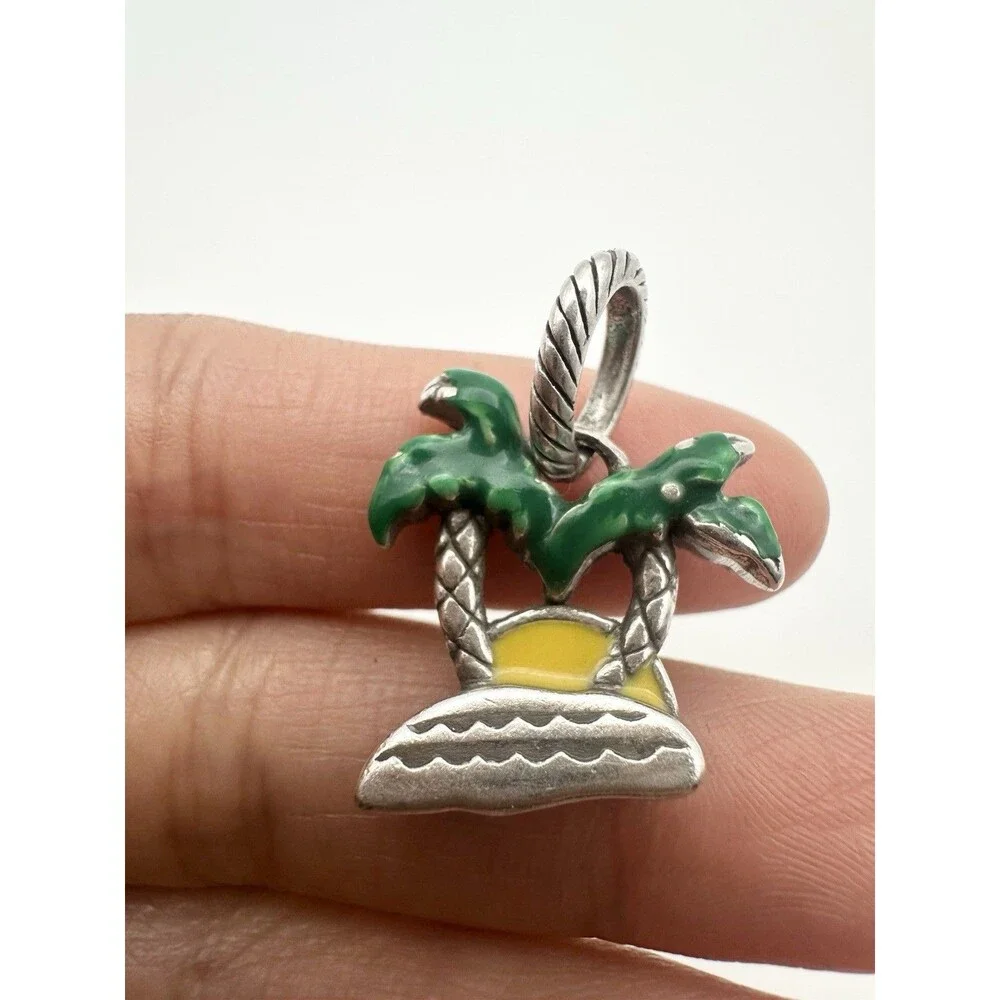 Brighton CALIFORNIA Palm Tree Silver Tone Enamel Pendant Charm